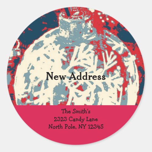 Snowflake Design New Address Classic Round Sticker