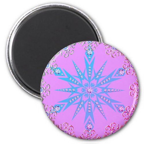 Snowflake Diamond retro purple blue mid century  Magnet