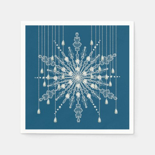 Snowflake diamond sparkle elegant winter blue napkins