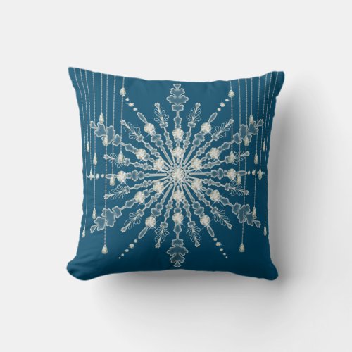 Snowflake diamond sparkle elegant winter  throw pillow