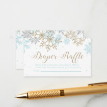 Snowflake Diaper Raffle Blue Gold Glitter Enclosure Card