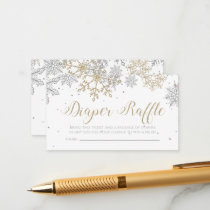 Snowflake Diaper Raffle Silver Gold Glitter Enclosure Card