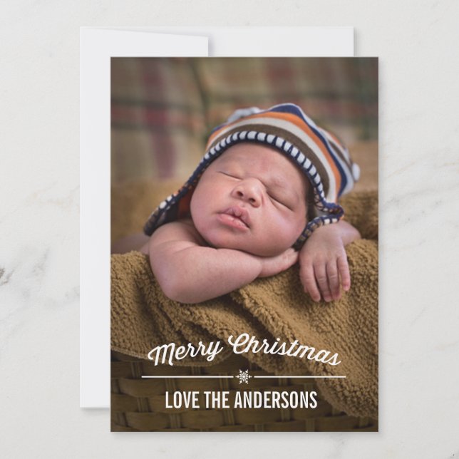 Snowflake Divider Christmas Photo Card (Front)