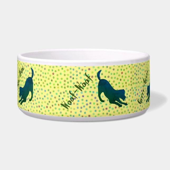 Snowflake Doggy -Green Pet  Bowl (Left)