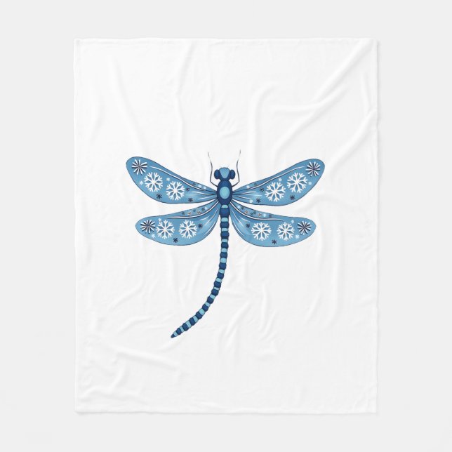 Snowflake Dragonfly Spirit Fleece Blanket (Front)