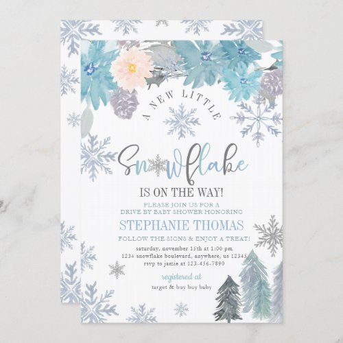 Snowflake Drive By Baby Shower Invitation Boy