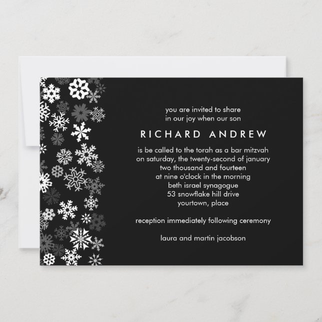 Snowflake Edge Bar Mitzvah Invitation (Front)