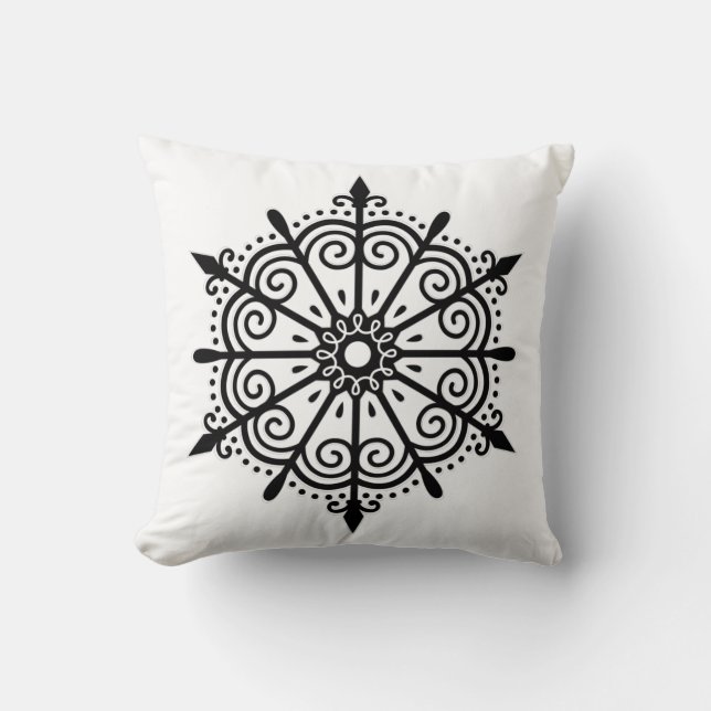 Snowflake Elegant Black White Christmas Throw Pillow (Front)