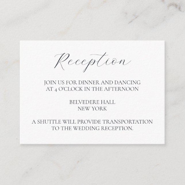 Snowflake Elegant Winter Wedding Reception Enclosure Card (Front)
