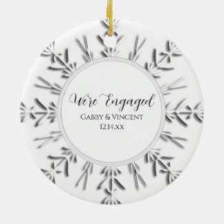 Snowflake Engagement Photo Ceramic Ornament