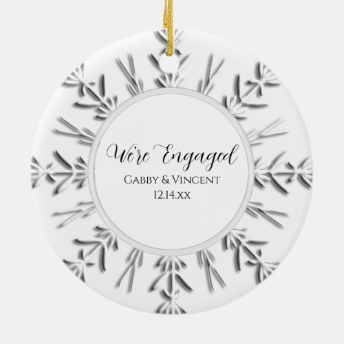 Snowflake Engagement Photo Ceramic Ornament