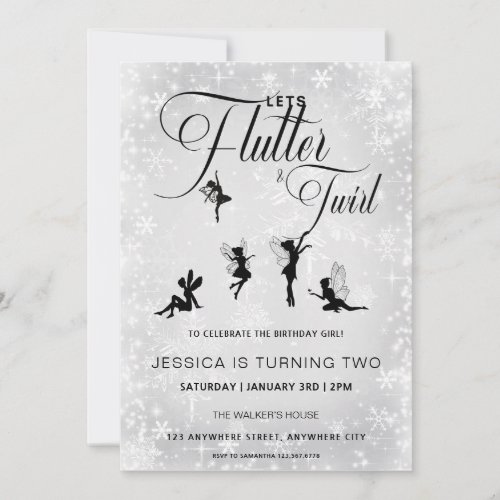 Snowflake Fairies Birthday Party Invitation