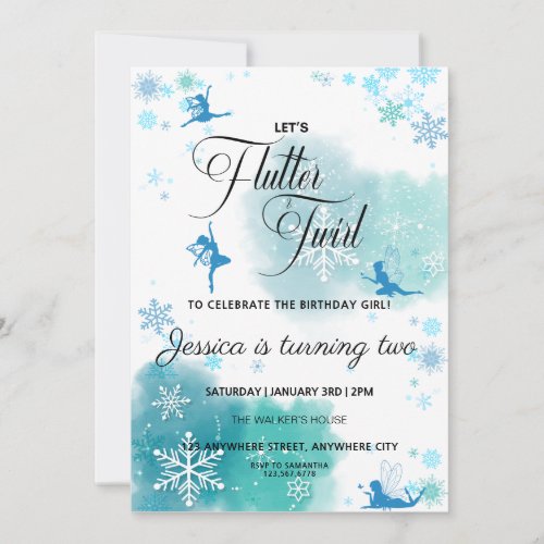 Snowflake Fairies Birthday Party Invitation