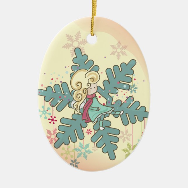 Snowflake Fairy Ceramic Ornament (Front)