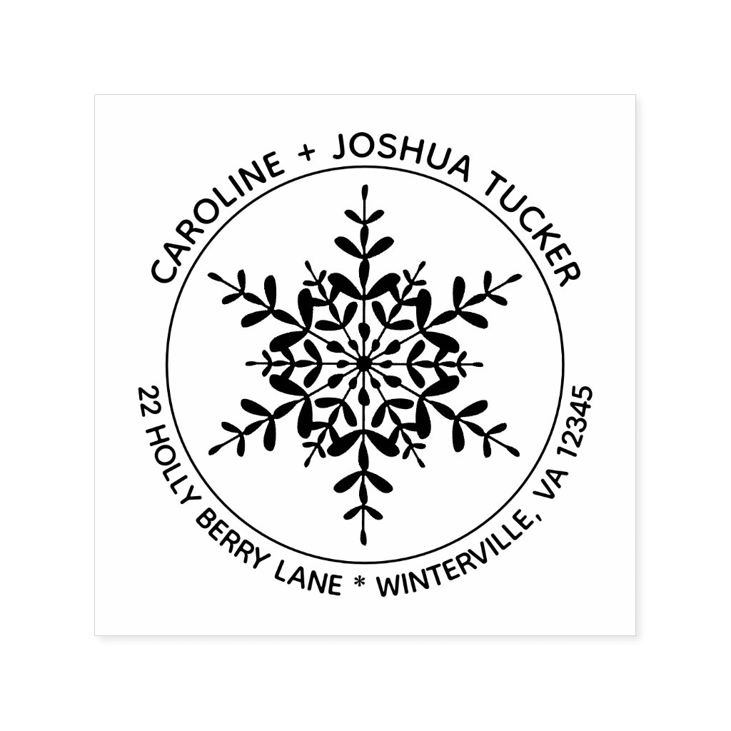 Snowflake Family Name Christmas Return Address Self-inking Stamp