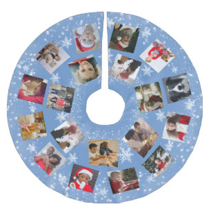 Snowflake Family Photo Collage Christmas Brushed Polyester Tree Skirt