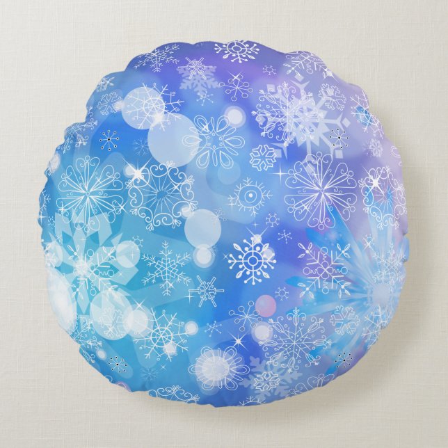 Snowflake Fantasy Round Pillow (Front)