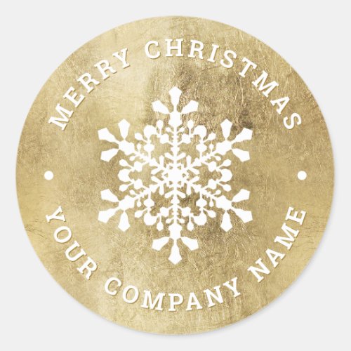Snowflake faux gold Christmas company Classic Round Sticker