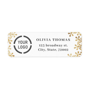 Snowflake faux gold company logo Return Address Label