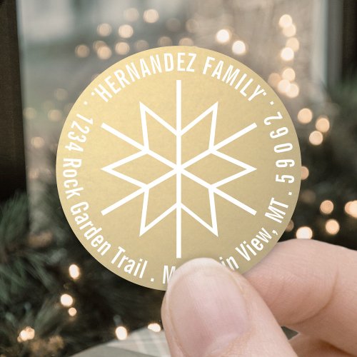 Snowflake Faux Gold Foil Return Address Labels