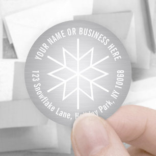 Snowflake Faux Silver Foil Return Address Labels
