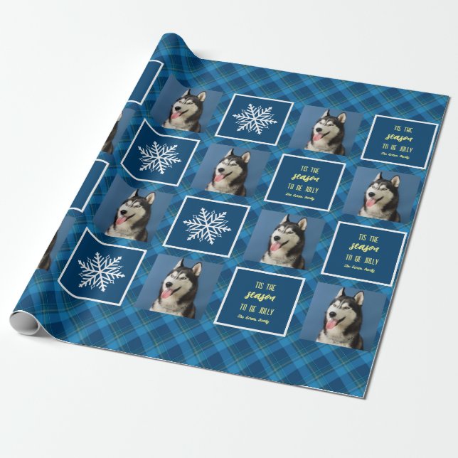 Snowflake & Favorites. Photo. Blue.  Wrapping Paper (Unrolled)