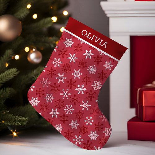 Snowflake Festive Red White Christmas Pattern Small Christmas Stocking