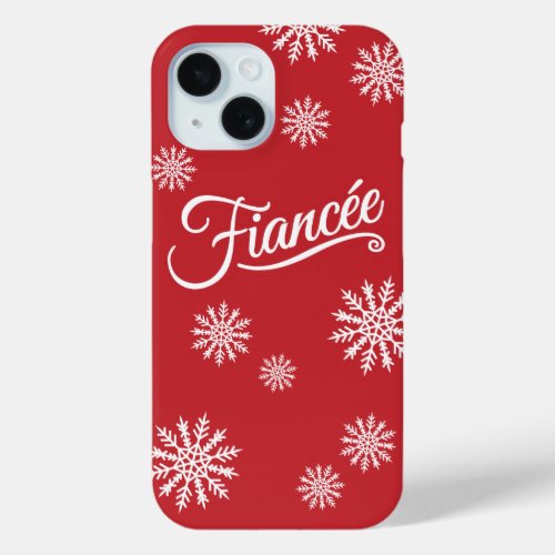 Snowflake Fiancee white on red iPhone 15 Case