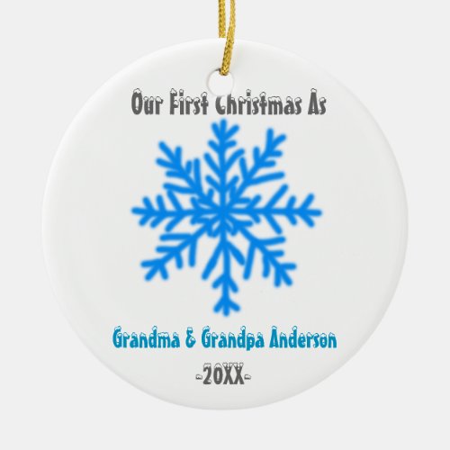 Snowflake first christmas as grandparents ornament