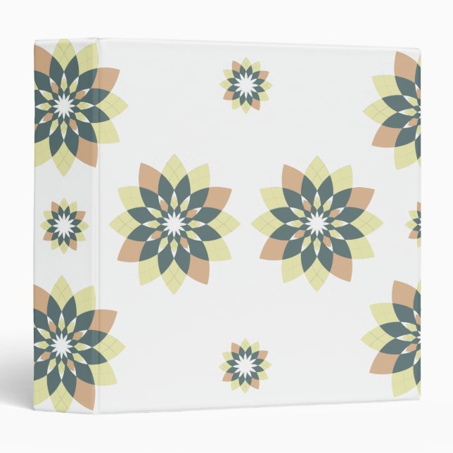 Snowflake Floral Orange Yellow 3 Ring Binder (Front/Spine)