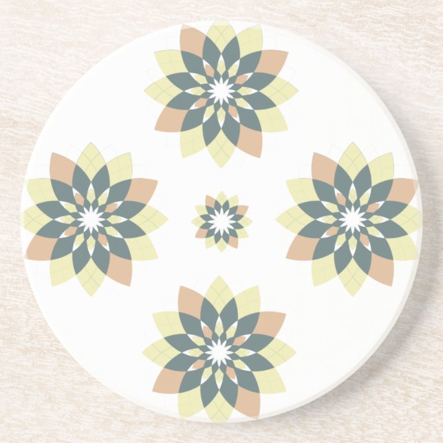 Snowflake Floral Orange Yellow Coaster (Front)