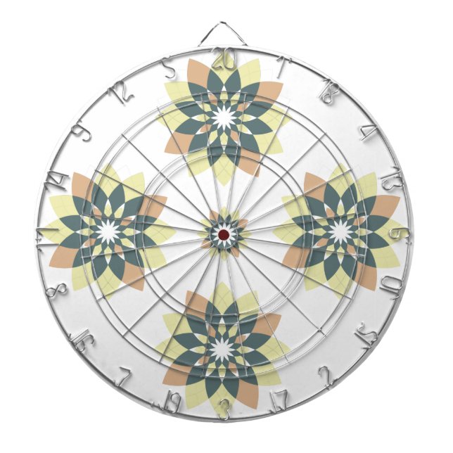 Snowflake Floral Orange Yellow Dart Board (Front)