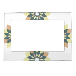 Snowflake Floral Orange Yellow Magnetic Frame