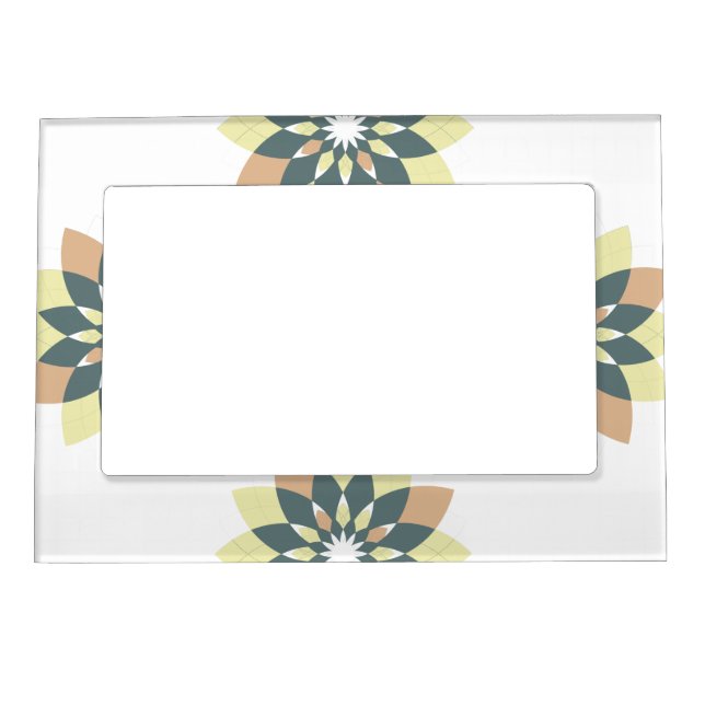 Snowflake Floral Orange Yellow Magnetic Frame (Front)