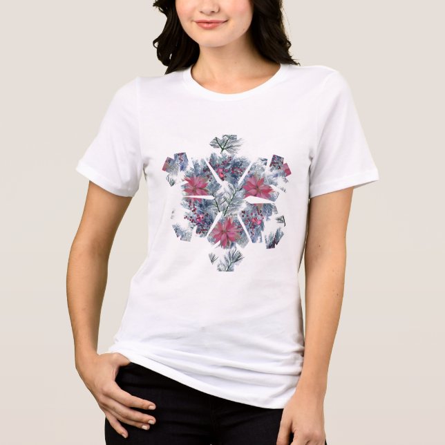 Snowflake/Floral Watercolor Tri-Blend Shirt (Front)