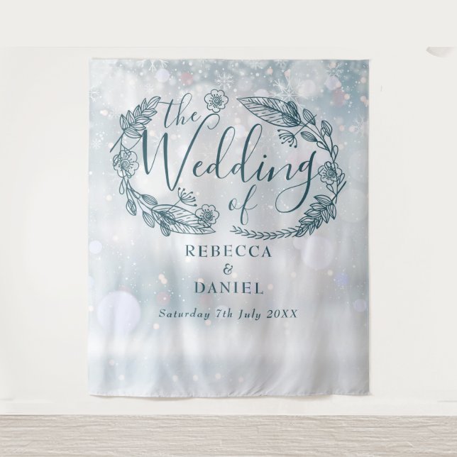 Snowflake Floral Winter Wedding Backdrop (Front)