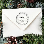 Snowflake Flurries Wreath Return Address Self-inking Stamp<br><div class="desc">Cute,  holiday return address stamp featuring a wreath of snowflakes and snow flurries. Personalize the custom holiday stamp by adding your last name,  address,  and zip code. Perfect to use for your holiday envelopes,  greeting cards,  and invitations.</div>