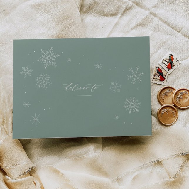 Snowflake Flurry Christmas Card Mailing Envelope (Creator Uploaded)