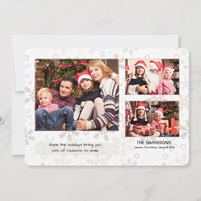 Snowflake Flurry Photo Holiday Card Horizontal (Front)