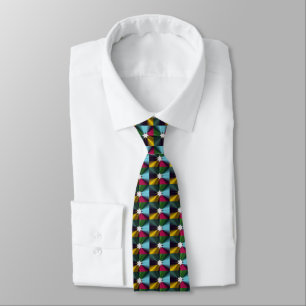 Snowflake Fractal Pattern Green Gold Turquoise Neck Tie