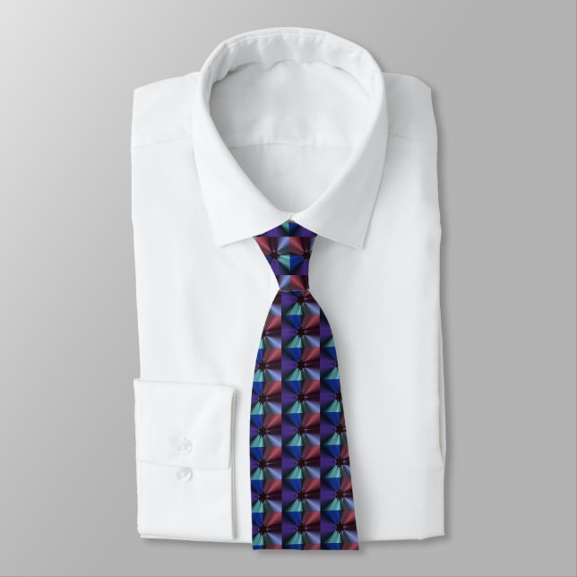 Snowflake Fractal Pattern Purple Blue Neck Tie (Tied)