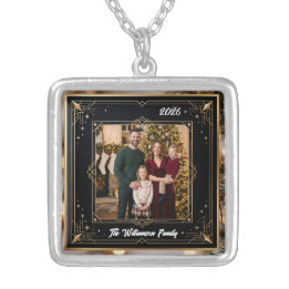 Snowflake Frame Family Photo Christmas Necklace
