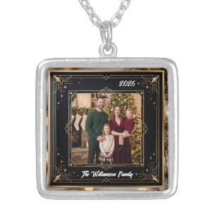 Snowflake Frame Family Photo Christmas Necklace