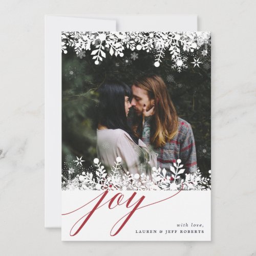 Snowflake Frame  Modern Holiday Photo Card