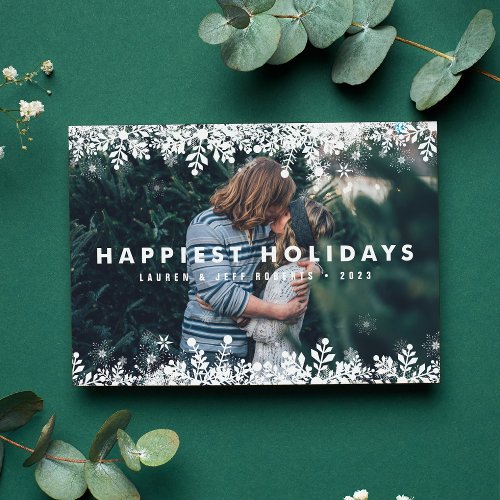Snowflake Frame  Modern Holiday Photo Card