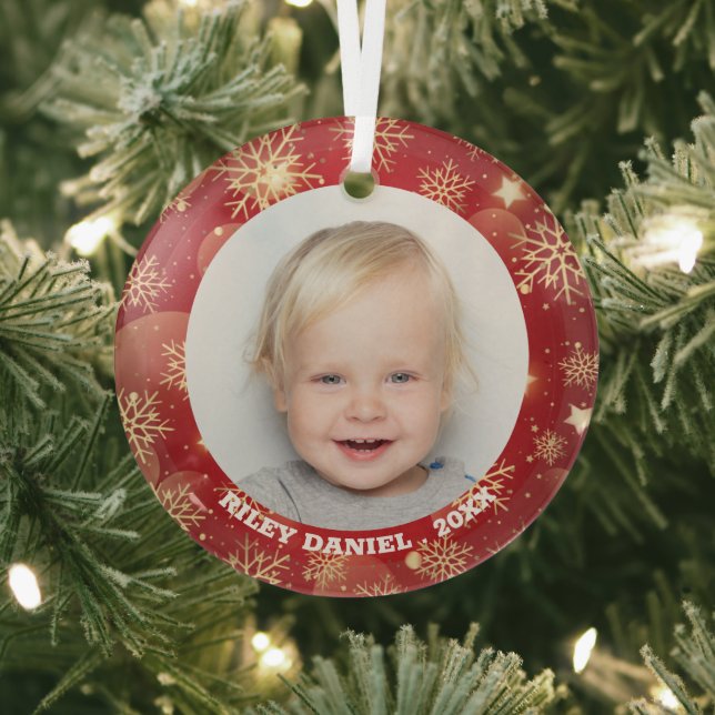 Snowflake Frame Photo Glass Ornament (Insitu)