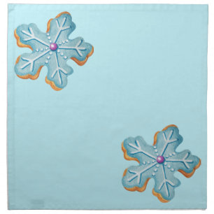 Snowflake frosted cookie blue background cloth napkin