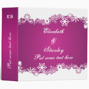 Snowflake fuchsia white winter wedding binder