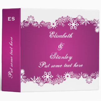 Snowflake fuchsia white winter wedding binder