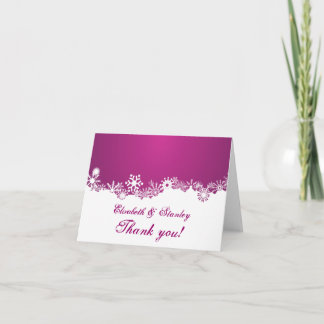 Snowflake fuchsia winter wedding Thank You Card